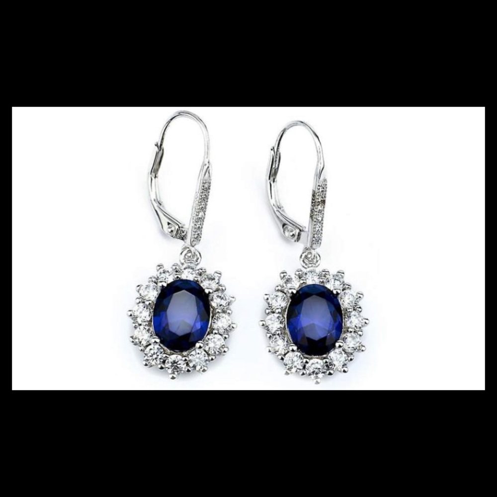 NWOT Simulated Sapphire and clear CZ earrings